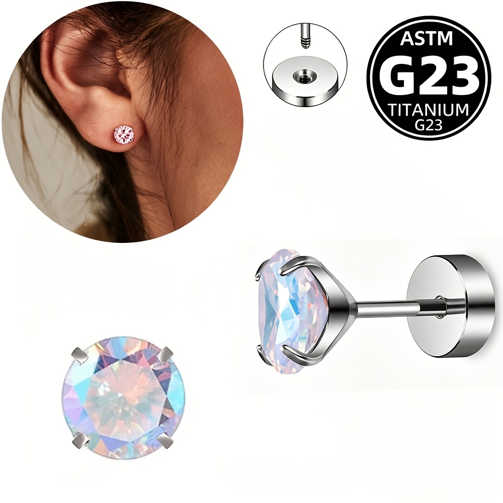 G23 Titanium Multicolor Round Stud Earrings Set, Hypoallergenic
